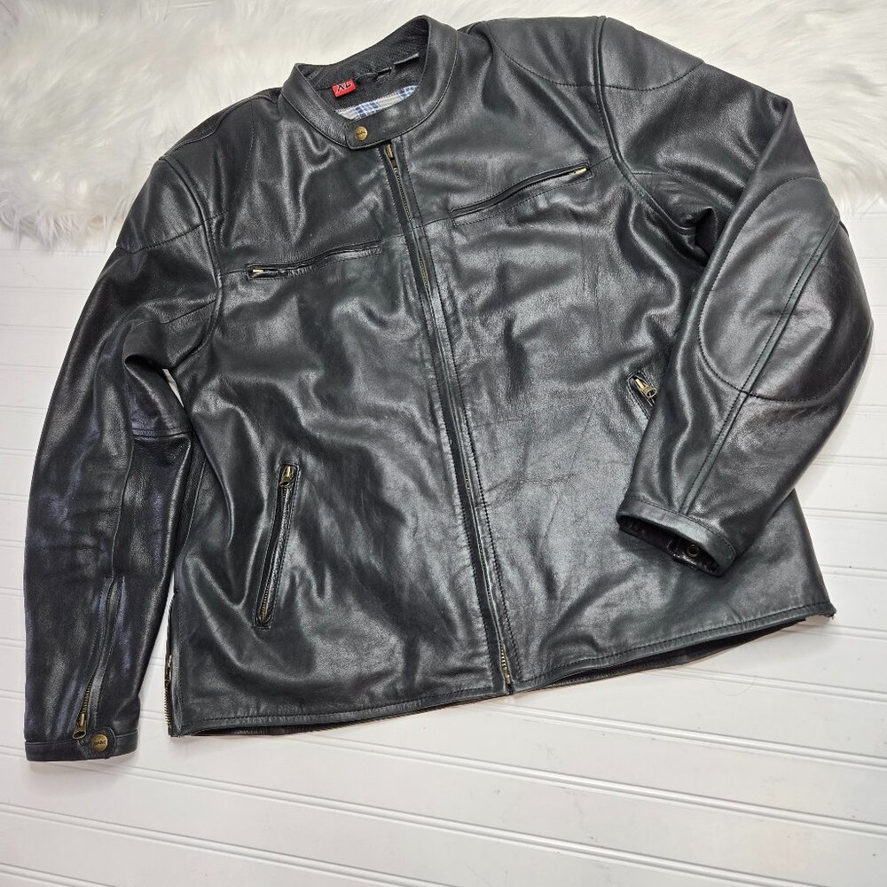 Street & Steel 1974 Men's XL Lined Leather Motorcycle Jacket Black Vault Armor
